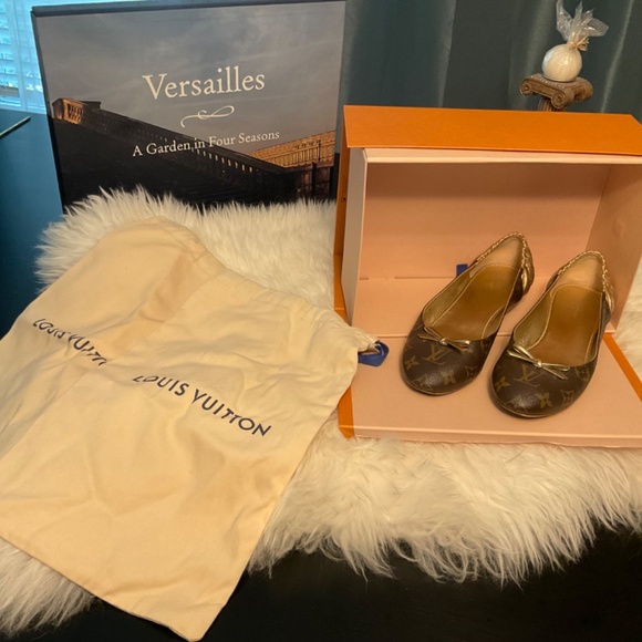 Louis Vuitton Gold/Brown Leather and Monogram Joy Ballet Flats - Picture 13 of 13